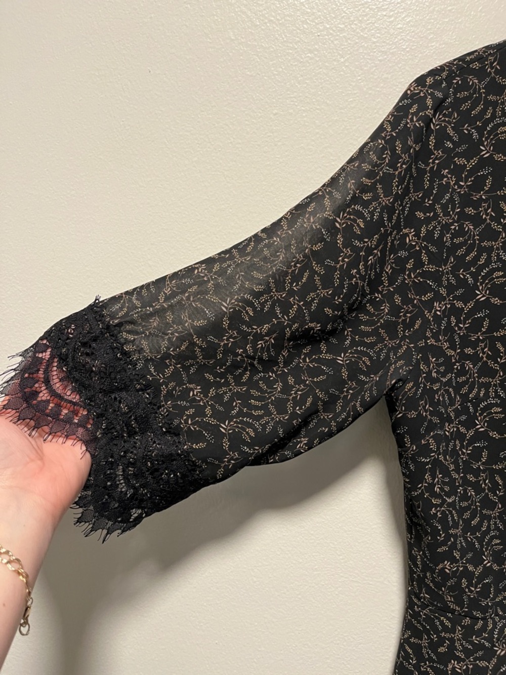 DISTURBIA Black Floral Lace Trim Mini Dress, Size 10 - Picture 5 of 7